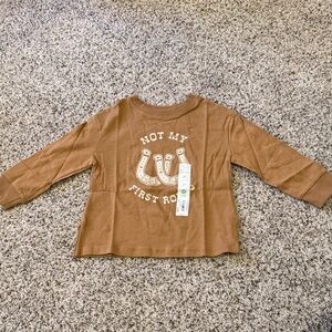 Kids Long Sleeve Brown Tee with Horseshoe Design
